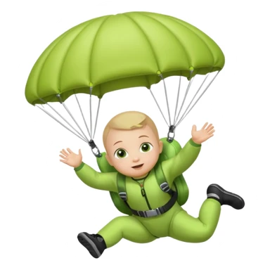 Skydiving baby with parachute and UFO lime sticker