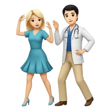 couple dancing full body a doctor black hair  woman blonde sticker