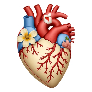 Anatomy heart + beige flowers sticker
