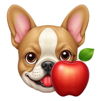 French bulldog eating apple sticker