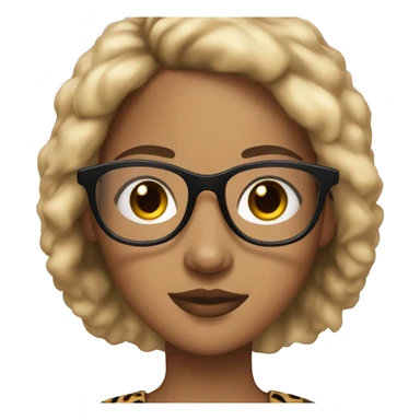 Girl with black hair and cheetah print glasses light skin  sticker