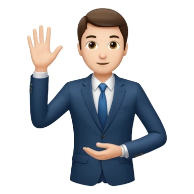 The businessman extends his hand to the side, as if he is about to take something. sticker