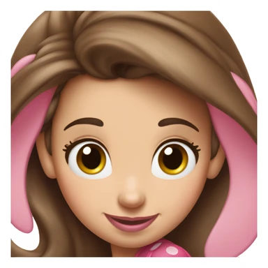 Minnie Mouse long brown hair and pink Minnie Mouse ears sticker