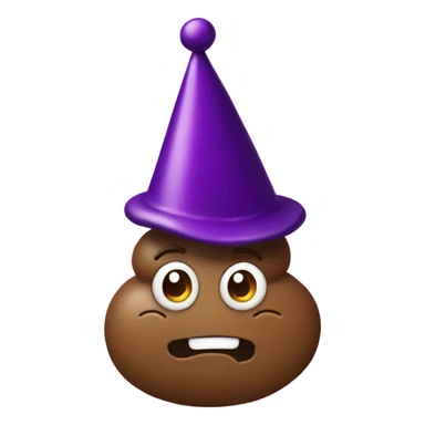 Poop wearing party hat with eggplant  sticker