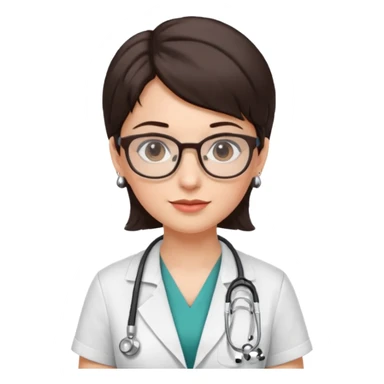 female doctor short dark brown hair with glasses and earings sticker