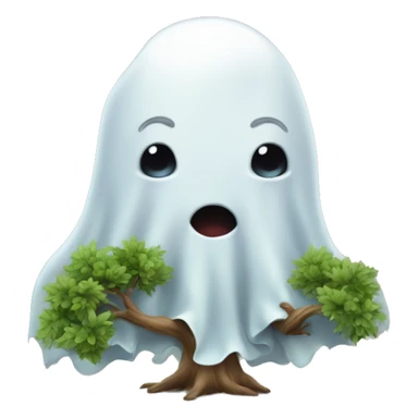 cute ghost with tree sticker