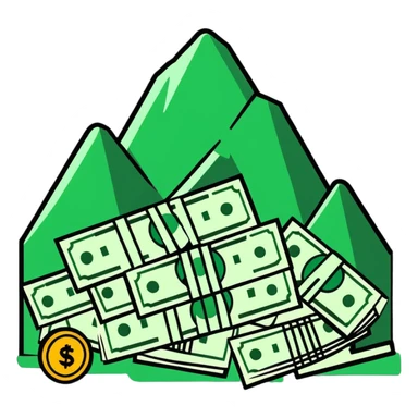 mountain of money bills and coins sticker