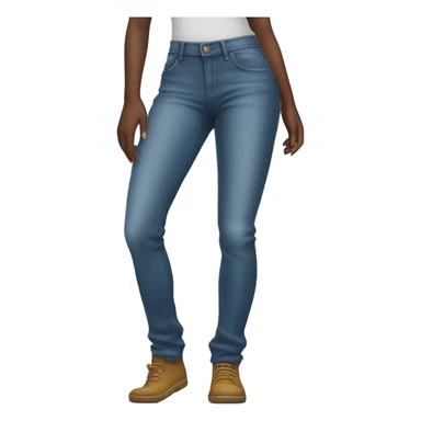Girl wearing jeans with 😎 sticker