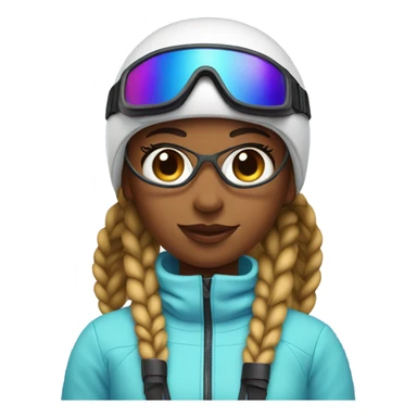 Cool girl with braids and a ski helmet and ski goggles  sticker