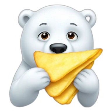 small polar bear eats chips sticker
