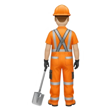 Engineer in orange hi-vis overalls facing away sticker