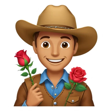 Cowboy emoji with rose in mouth  sticker