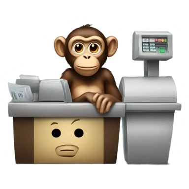 Monkey behind the cash register sticker