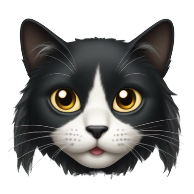 black cat long-haired with half white head sticker