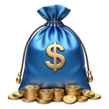 money bag on top of blue coins stack sticker