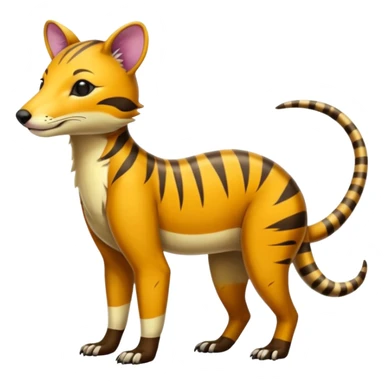 Colorful tropical exotic shiny beautiful fantasy-Thylacine-Vernid-Cacomistle-Oncilla-animal-Fakémon-hybrid-fursona (full body) sticker