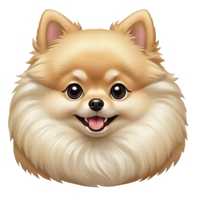 Cinematic Comical Cream Pomeranian Portrait Emoji, Head tilted dramatically with an exaggeratedly shocked or amused expression, featuring a glossy, fluffy cream Fur with a radiant sheen, wide, expressive dark eyes filled with playful disbelief, Simplified yet hilariously expressive features, highly detailed, glowing with a slightly sassy glow, high shine, dramatic yet playful, stylized with an air of cheeky mischief, bright and endearing, soft glowing outline, capturing the essence of a spirited and over-the-top companion, so meme-worthy it feels like it could side-eye its way into internet fame instantly! sticker