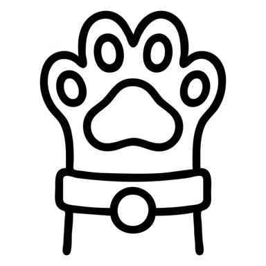 a cat paw with a collar, minimal icon sticker