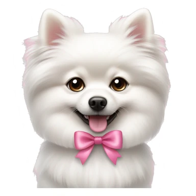 cute white pomerian dog with pink bow sticker