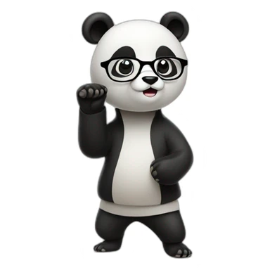 a serious panda bear with glasses doing tai chi sticker