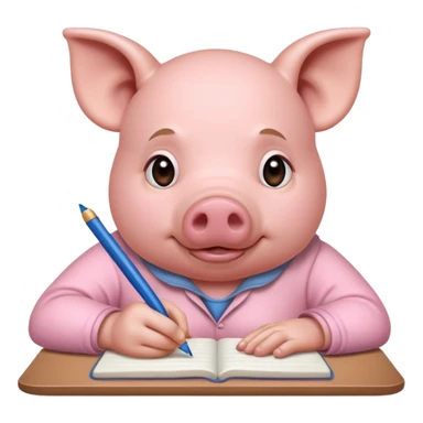 A pig writing something  sticker
