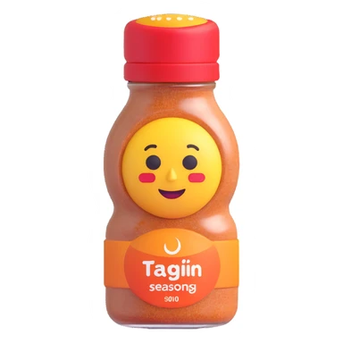 a bottle of Tajín seasoning, soft and rounded 3D emoji style sticker