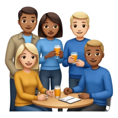 A large crowd of adults in casual clothing at an afterwork meeting sticker