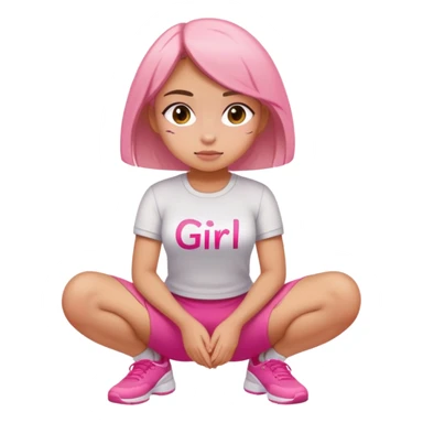  top with pink inscription “girl”  squatting sticker
