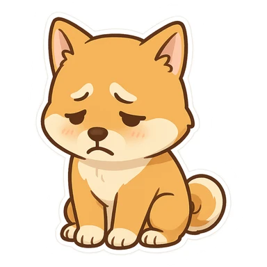 The Shiba Inu sat there in a cowardly manner, looking ashamed. sticker