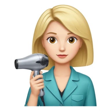 peluquera con secador de pelo y peine en la mano sticker