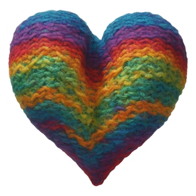 Rainbow knitted heart sticker