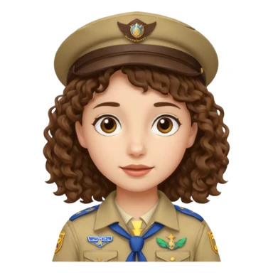 scout girl with curly hair and uniform and hat sticker