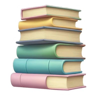 Create an emoji of a stack of books with pastel colors sticker