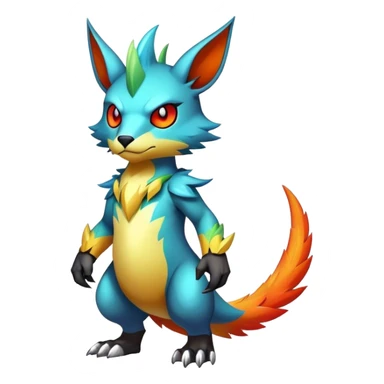 cool edgy badass colorful fantasy animal hybrid Fakemon full body sticker