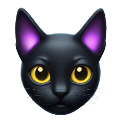 Black cat with glowing dark iridescent ears sticker