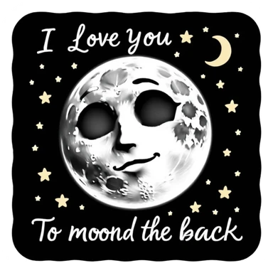 "I love you to the moon and back" exact words on a card?
 sticker