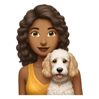 Indian girl with her golden doodle dog sticker
