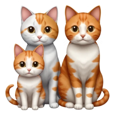 3 different coloured tiny short haired cats, including a dark grey and white cat, a ginger and white and a brown tabby and white sticker