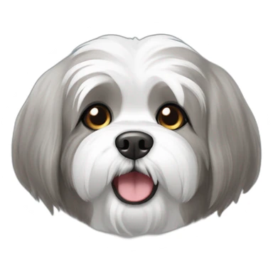 gray and white lhasa apso smiling sticker