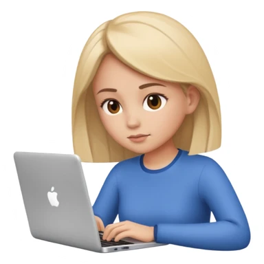 create an emoji where a girl is reading or working on laptop for focus task sticker