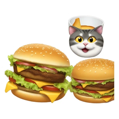  cat eating burger sticker