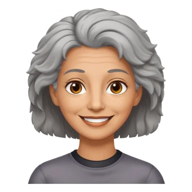 woman 50 years old, shaved grey fluffy hair, tannes skin and brown eyes sticker