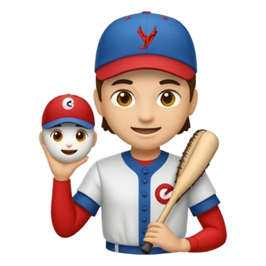 emoji estilo iOS de pelotero y coach de baseball hablando sticker