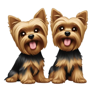 two yorkies playing sticker