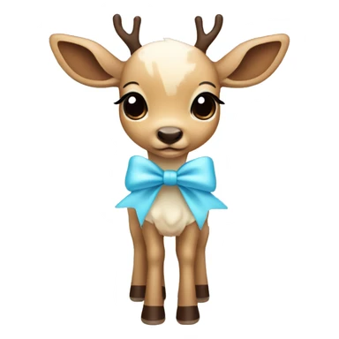 Cute cream and brown Deer with a baby blue bow sticker
