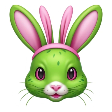 Green Grasshopper with pink bunny ear headband sticker