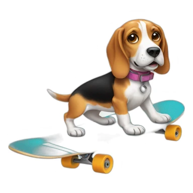 Beagle on skateboard  sticker