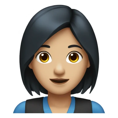 girl recepcionist with black hair and blue vest sticker