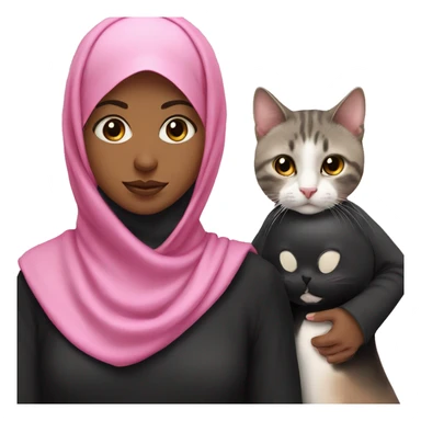 Two girls in a hijab black and pink with a cat sticker