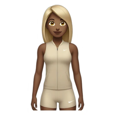 Bland girl with a bang in beige Nike sports wear sticker